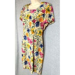 Vintage Silk Dress 6 Maggy London    Multicolor Floral Sheath Lined Old Money